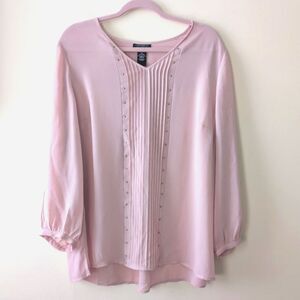 Catherine's Black Label Tunic Pleated Studded Blouse Blush Pink Size OX